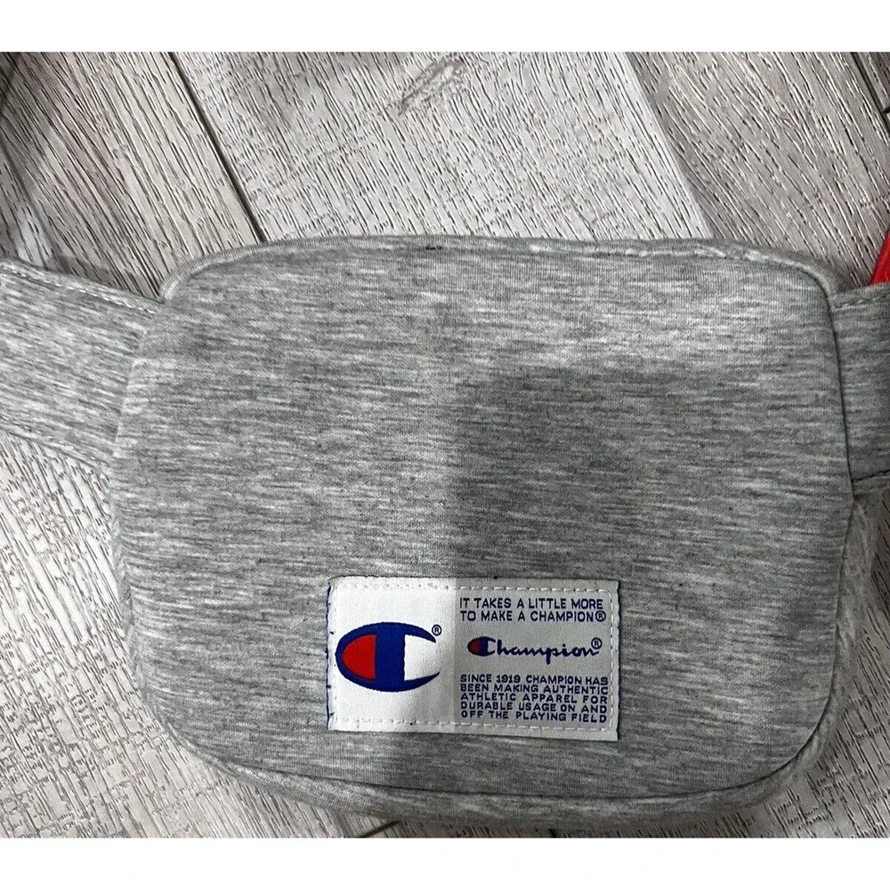 Champion Waist Bag Black Fanny Pack Crossbody Logo Adjustable Wide Strap Grey